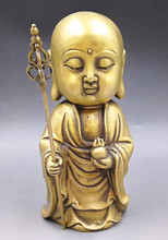 Chinese Hand Carved brass Young monk Buddha Statue 2024 - buy cheap