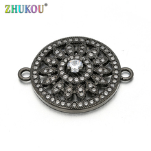 Conector de amuletos de flor de zircônia cúbica de latão de 21mm para pulseira e colar de joias diy, modelo: vs10 2024 - compre barato