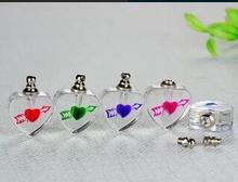 heart Crystal Glass vial pendant Mini Perfume bottle charms name on rice art Essential oil charms necklace pendant lanugo bottle 2024 - buy cheap