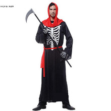 Halloween Hell Devil Demon Costumes for Men Azrael Death Skeleton Scary Cosplay Carnival Purim Masquerade Nightclub party dress 2024 - buy cheap