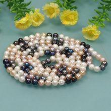 fashion gift 8-9mm Multi-colored Natural Freshwater Cultured Pearl Necklace long 50" 2024 - buy cheap