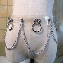 Handmade Unisex Men Women Harness Clear Wide Waist Belt Vinyl PVC Punk Gothic Chain Link Metal Strap 2024 - buy cheap