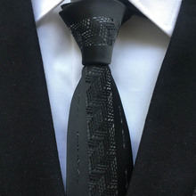 Gravata fina com painel exclusivo, gravata preta com prateada geométrica que combina com camisa 2024 - compre barato