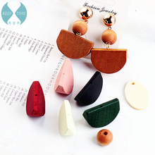 Ritoule DIY accessories Korean wood bead perforation elliptical earrings earrings pendant pendant half material 2024 - buy cheap