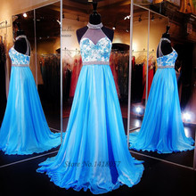 Платье для выпускного бала, синее, длинное, со стразами, 2016 2024 - купить недорого