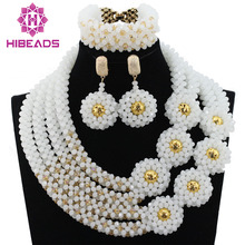 Stylish Costume African Jewelry Set White Nigerian Wedding Crystal Statement Necklace Set Free Shipping HX493 2024 - buy cheap