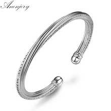 ANENJERY 925 Sterling Silver Cuff Bracelets & Bangles Big Brand Luxury pulseras Opening Bangle For Women Jewelry S-B32 2024 - buy cheap