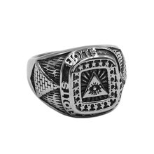 Illuminati Pyramid Egyptian Eye Ring Stainless Steel Jewelry Fashion Pyramids of Egypt Stars Biker Mens Ring Wholesale 929B 2024 - buy cheap