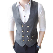 2019 New Arrival Dress Vests For Men Slim Fit Mens Suit Vest Male Waistcoat Gilet Homme Casual Sleeveless Formal Business Jacket 2024 - buy cheap