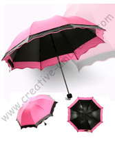 5 unids/lote color Opción super luz plegable mini paraguas 5 veces revestimiento negro anti-UV dos capas Rosa rojo sombrilla de encaje 2024 - compra barato
