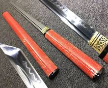 Редкий красный жемчуг рыбья кожа Saya Япония Wakizashi прямой нож T10 стальная глина закаленная бритва острый ниндзя боевой меч катана 2024 - купить недорого