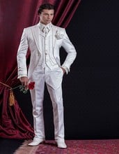 Traje para padrinos de boda con bordado personalizado, esmoquin de solapa para novio, trajes de hombre blancos para boda, chaqueta para padrino de graduación (chaqueta + Pantalones + chaleco) C2 2024 - compra barato