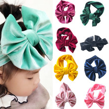 Newborn Kids Headband Pleuche Velvet Elastic Baby Hair Band Girls Flower Bowknot Headwear 2024 - buy cheap