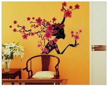 2015 New Trend sticker Flower wall stickers Flower girl romantic living room background wall decoration 2024 - buy cheap