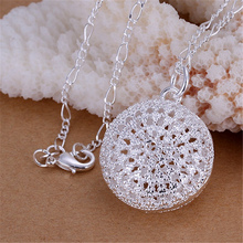 Promotions Free shipping Beautiful fashion silver color jewelry charm retro hollow round pendant pretty Necklace P136 Kinsle 2024 - buy cheap
