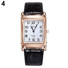 Men Women Fashion Faux Leather Band Square Dial Quartz Analog Wrist Watch 2024 - buy cheap