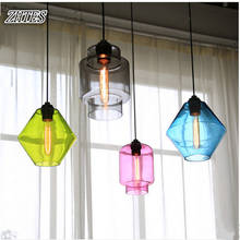 Color Glass Hanging Lights Milk Tea Shop Bar Table Lamp Dining Room Clothing Shop Small Pendant Light 2024 - buy cheap