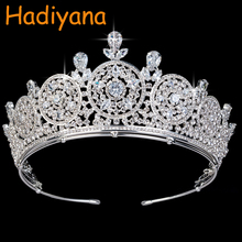 Crowns Hadiyana New Bridal Hair Tiaras Round Crown Wedding Accessories For Women Anniversary Party BC3440 Haar Sieraden Bruiloft 2024 - buy cheap