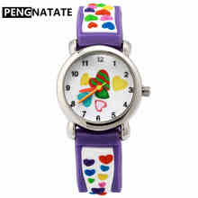 PENGNATATE-reloj con correa de corazón 3D para niñas, relojes de dibujos animados para niños, estudiantes, regalo para niños, relojes de pulsera de silicona 2024 - compra barato