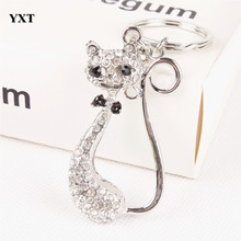 New Fox Bowknot Cute Silver Metal Crystal Charm Purse Handbag Car Key Ring Keychain  Wedding Birthday Delicate Gift 2024 - buy cheap