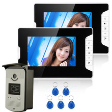 FREE SHIPPING New Wired 7 inch Color Video Door Phone Doorbell Intercom System 1 RFID Access Camera + 2 White Monitor In Stock 2024 - buy cheap