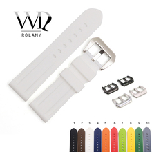 Rolamy 22 24mm Wholesale White Black Brown Waterproof Silicone Rubber Replacement Watch Band Loops Strap For Panerai Luminor 2024 - buy cheap