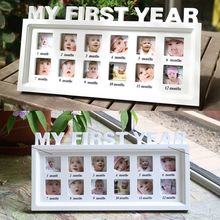 Criativo diy crianças pegada handprint imagens de exibição de madeira photo frame lembranças comemorar crescente memória presente do chuveiro do bebê 2024 - compre barato