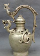 USPS a EE. UU. S1442 12 "Chinese Silver Dragon Phoenix estatua real Palace Flagon Wine Pot tetera 2024 - compra barato