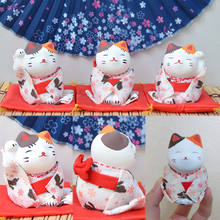 3pcs Lucky Cat Figurines Japanese Kimono Maneki Neko Gypsum Ornaments Animals Kitty Miniatures Home Decoration Business Gift 2024 - buy cheap