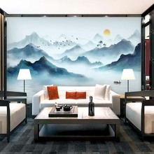 Настенные 3D-обои в китайском стиле, живопись с изображением гор и воды для гостиной, спальни, домашний декор, фотообои любых размеров 2024 - купить недорого