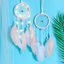 Beauty Flying Handmade Dream Catcher with Led Light Gifts Dreamcatcher Feather Pendant Creative Hollow Wind Chimes Wall Hanging 2024 - buy cheap
