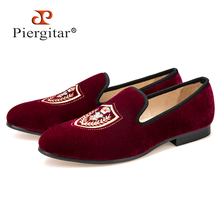 Fashionable Shield embroidered Men Velvet loafer Men wedding and party shoes Men's Flat Size US 4-14 Free shipping 2024 - buy cheap