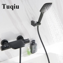 Baño montado en la pared grifo de baño y ducha termostático cepillado de aceite negro juegos de grifos de ducha de mano juego de grifo de bañera 2024 - compra barato