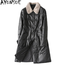 AYUNSUE Women's Winter Down Jackets Long Genuine Leather Jacket Natural Sheepskin Coat Female Mink Fur Collar clothes YY1082B 2024 - buy cheap
