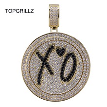TOPGRILLZ New XO Spinner Pendant Necklace Iced Out Hip Hop/Punk Gold Silver Color Chains For Men CZ Charms Jewelry Gift 2024 - buy cheap