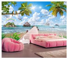 Custom photo wallpaper 3d wallpaper for walls 3 d Sea view landscape painting tree sofa living room television background wall 2024 - buy cheap