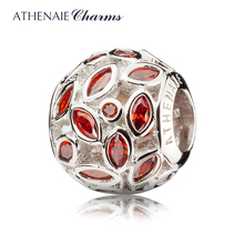 Athenaie-talismã de prata esterlina 925 genuína, com pingente de folhas brilhantes, presente para aniversário, cor de aniversário, joia vermelha 2024 - compre barato