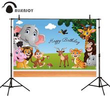 Фон для детской фотосъемки Allenjoy, зоопарк, день рождения, гриб, мультфильм, дикие животные, пейзаж, Фотофон, обои, фон 2024 - купить недорого