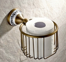 Bathroom Accessory Wall Mount Antique Brass Toilet Paper Roll Holder Basket Wba404 2024 - buy cheap