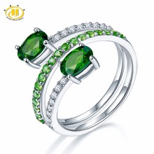 Hutang Natural Gemstone Chrome Diopside Rings Similar Diamond 925 Sterling Silver Spring Ring Fine Jewelry presents Gift NEW 2024 - купить недорого