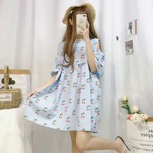 Summer Dress Female 2019 New Japanese Tens Girls Print Ruffled Mid-length Off Shoulder Fresh Dress 2024 - buy cheap