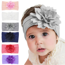 New Baby Girls Lotus Flower Headbands Fashion Kids Elastic Nylon Wide Hair Band Christmas Hair Accessories Toddler Photo Props 2024 - buy cheap