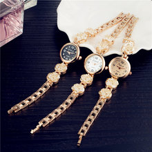 Relojes de pulsera de cristal de lujo para Mujer, pulsera de cuarzo de oro rosa informal, Simple, a la moda 2024 - compra barato