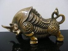 19.5CM Collectible wealth luck TIBETAN BRONZE BRASS BULL STATUE Vintage old copper wholesale Decoration real Brass 2024 - buy cheap