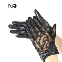 PUDI GL823-guantes de piel auténtica para mujer, de encaje, cuero de oveja Real, a la moda, Sexy, a estrenar, para fiesta 2024 - compra barato