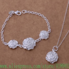 Silver Plated Jewelry Sets Bracelet 032 + Necklace 301 /edkamura bemajvta AS190 2024 - buy cheap