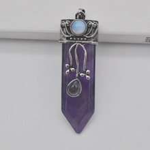 Purple Crystal Natural Stone Gem Pendant Pendulum Jewelry S3181 2024 - buy cheap