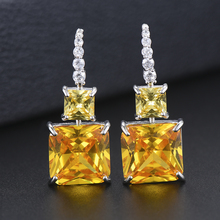 GODKI-pendientes de circonita cúbica para mujer, aretes cuadrados amarillos de lujo con circonita, de cristal de boda, de estilo americano 2024 - compra barato