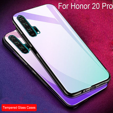 Тонкий силиконовый чехол черного цвета для Huawei Honor 20 Pro с градиентным закаленным стеклом, Жесткий Чехол для Huawei Honor 20Pro, чехлы 2024 - купить недорого