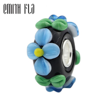 925 Sterling Silver Large Hole Flower Handmade Murano Glass Beads European Charm Beads Fit Brand Bracelet Jewelry Makings Gifts 2024 - buy cheap
